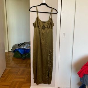 PARADE // Olive Satin Midi Slip Dress